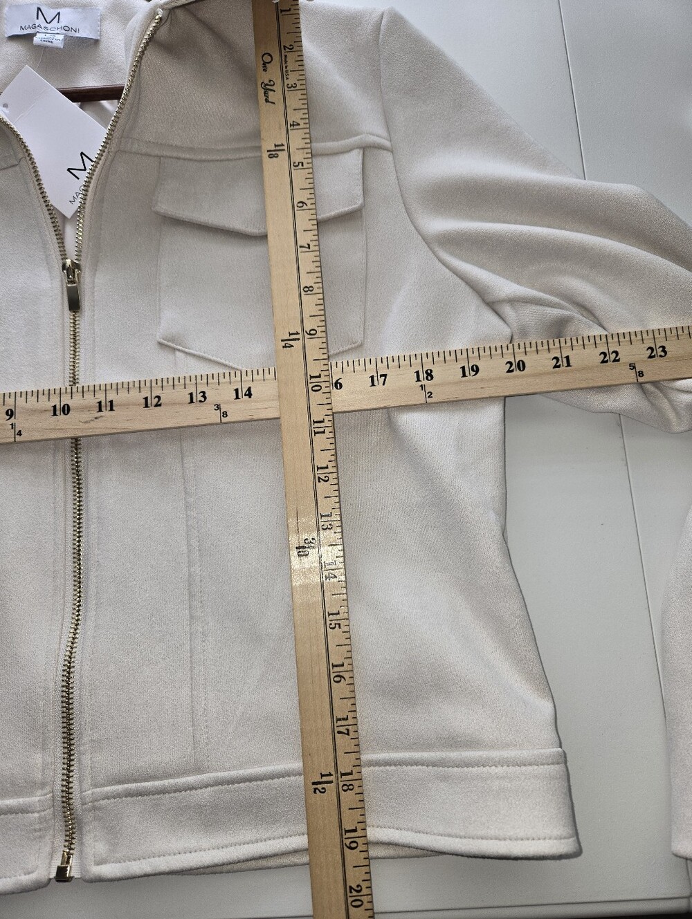 NWT Magaschoni Light Cream Zip-Up Super-Soft Faux Suede Leather Jacket Womens L - Picture 10 of 13